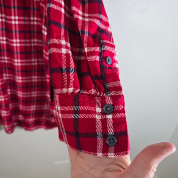 Lands End Tunic Top Women's 2X Red Plaid Flannel Pockets Winter Wardrobe Casual - Picture 10 of 10